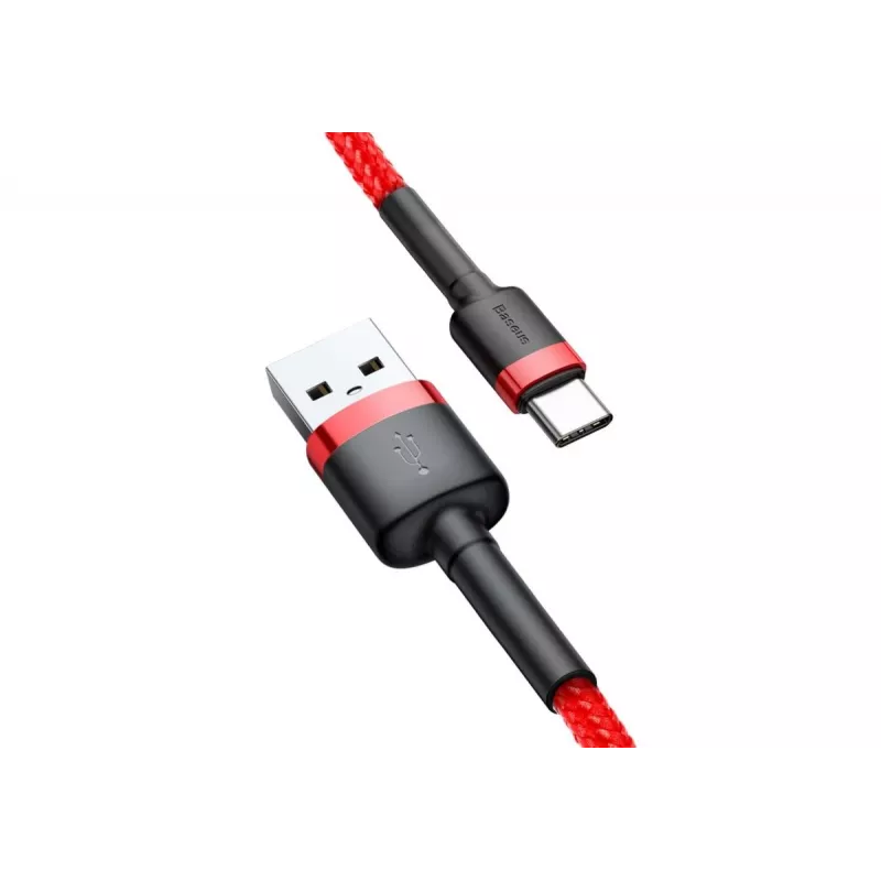 BASEUS Cafule greitojo įkrovimo laidas – USB-A į USB-C 2A – 2 m – Raudonas (Nailoninis pynimas)