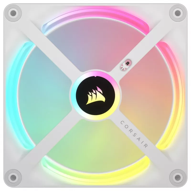 CORSAIR Qx RGB Series Icue Link Qx140 RGB White 140 mm ventiliatorius su magnetiniu guoliu ir RGB apšvietimu