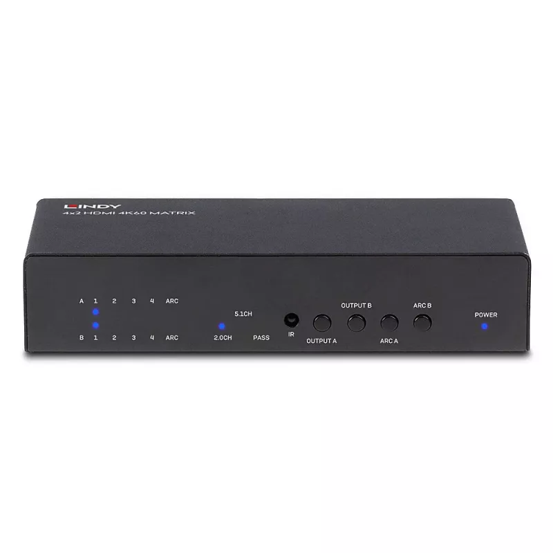 AV matricinis perjungiklis Lindy 4x2 HDMI 4K60 matrica