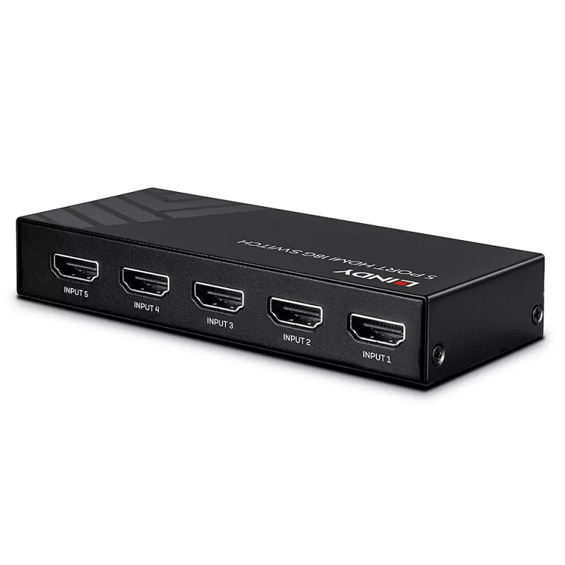 Lindy 38233 5 prievadų HDMI 2.0 18G jungiklis, 5x HDMI, stalinis