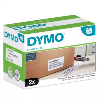 DYMO Authentic LabelWriter didelės talpos siuntų etiketės | (59 mm x 102 mm) | 2 rulonai po 575 lengvai nuimamų etikečių (1 150 siuntų etikečių) | lipnios | skirtos LabelWriter 4XL/5XL etikečių spausdintuvams