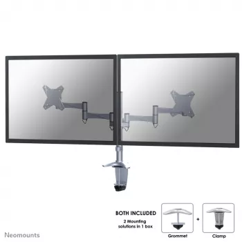 Neomounts FPMA-D1330DSILVER monitorio ranka 10-27 colių, spaustuvas/įvorė, 9 kg, 25.4 cm (10 col.), 68.6 cm (27 col.), 100 x 100 mm, sidabrinė