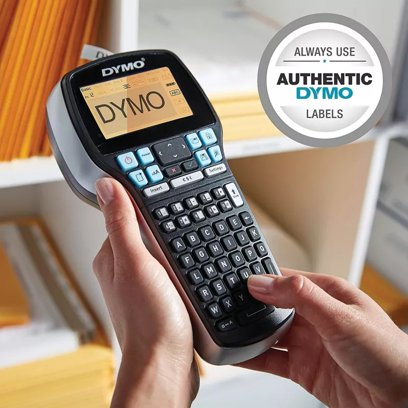 DYMO LabelManager 420P aukštos klasės įkraunamas nešiojamas etikečių spausdintuvas su ABC klaviatūra, 4 D1 juostų rinkiniais ir dėklu