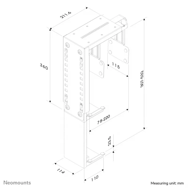 Neomounts CPU-D100BLACK CPU laikiklis po stalu - iki 30 kg - universalus