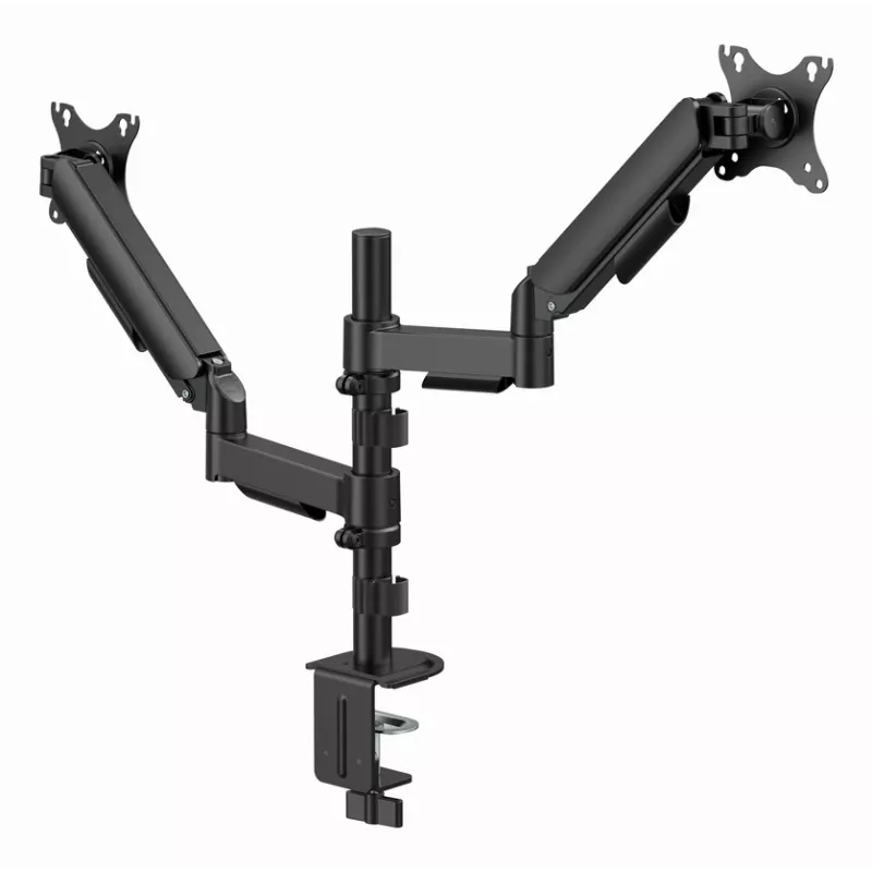 Gembird MA-DA2P-02 monitorų laikiklis stalas 2 ekranams, iki 81,3 cm (32 colių), VESA 75x75–100x100, maks. 9 kg kiekvienam, spaustuvas/įvorė, juoda