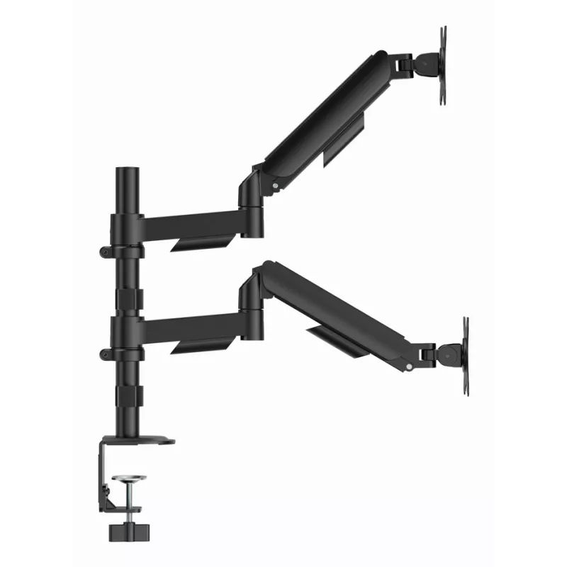 Gembird MA-DA2P-02 monitorų laikiklis stalas 2 ekranams, iki 81,3 cm (32 colių), VESA 75x75–100x100, maks. 9 kg kiekvienam, spaustuvas/įvorė, juoda