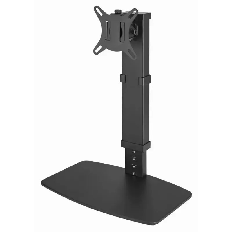 Stalinis monitoriaus stovas GEMBIRD MS-D1ST-02 – aukščio reguliavimas, pilnas judesys, 17–32 colių, 8 kg, VESA 75x75–100x100, juodas