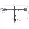 Monitorų laikiklis TECHLY ICA-LCD-382-D 2 ekranams, ant stalo spaustuvas, iki 27 colių, 20 kg, VESA 75x75–100x100, juodas