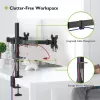 Monitorų laikiklis TECHLY ICA-LCD-382-D 2 ekranams, ant stalo spaustuvas, iki 27 colių, 20 kg, VESA 75x75–100x100, juodas