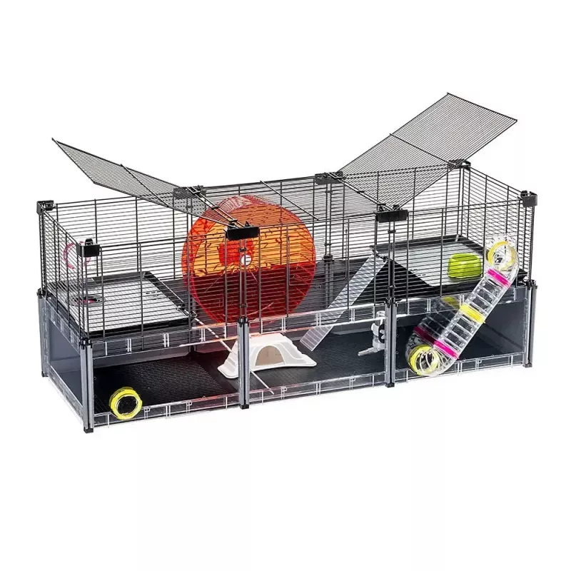 Narvelis graužikams FERPLAST Multipla hamster didelis 107,5×37,5×42 cm, metalinis, juodas