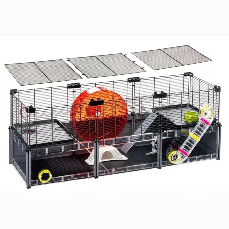 Narvelis graužikams FERPLAST Multipla hamster didelis 107,5×37,5×42 cm, metalinis, juodas