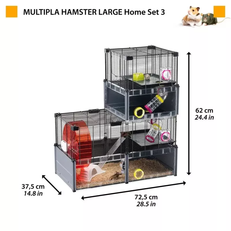 Narvelis graužikams FERPLAST Multipla hamster didelis 107,5×37,5×42 cm, metalinis, juodas