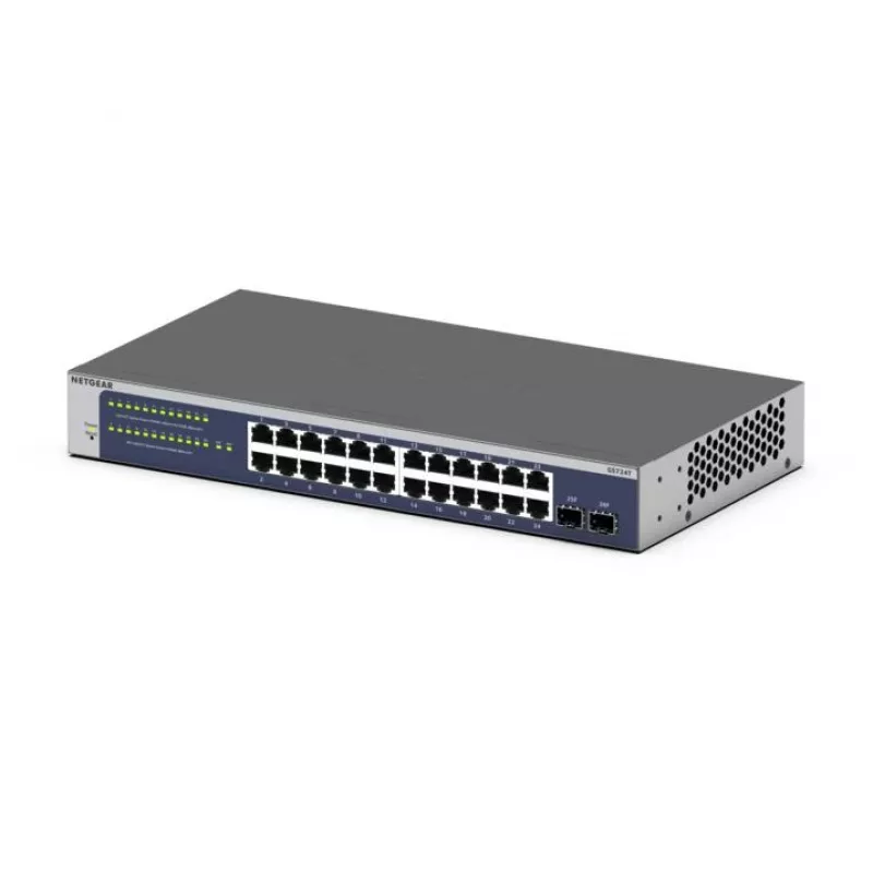 NETGEAR GS724Tv6 valdomas L2+/L3 Gigabit Ethernet (10/100/1000) jungiklis 1U mėlynas, pilkas