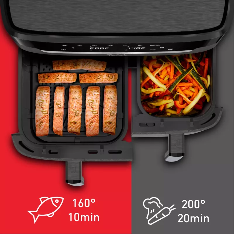 Tefal Easy Fry Dual XXL EY942HE0 karšto oro gruzdintuvė, dviguba 11 l, 2020 W, pilka
