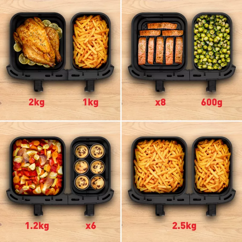 Tefal Easy Fry Dual XXL EY942HE0 karšto oro gruzdintuvė, dviguba 11 l, 2020 W, pilka