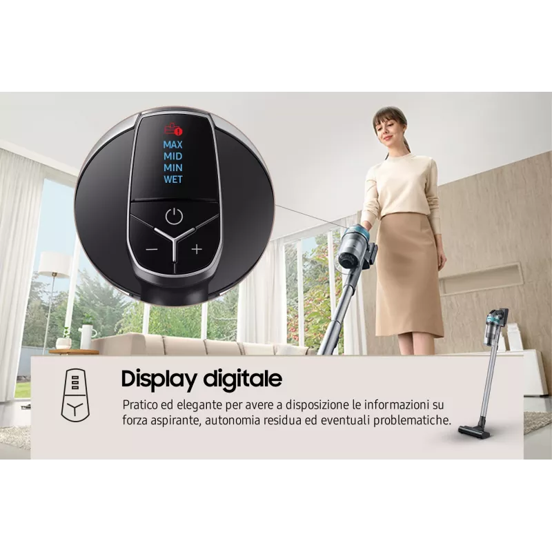 Samsung VS20B75AGR1 2-in-1 lazdelinis dulkių siurblys, bekontaktis, 550 W, juodos ir mėtų spalvos