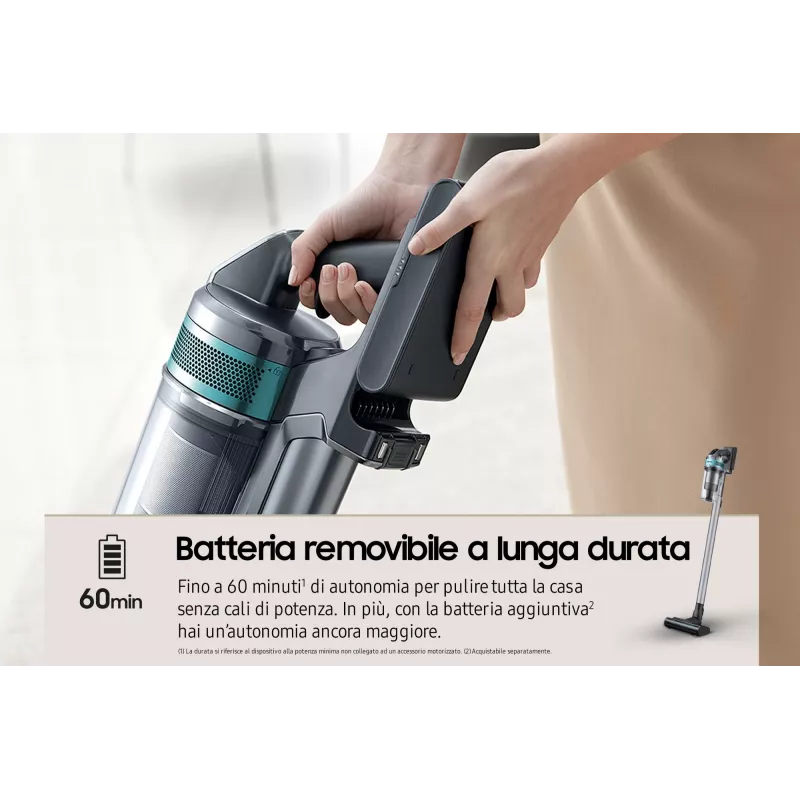Samsung VS20B75AGR1 2-in-1 lazdelinis dulkių siurblys, bekontaktis, 550 W, juodos ir mėtų spalvos