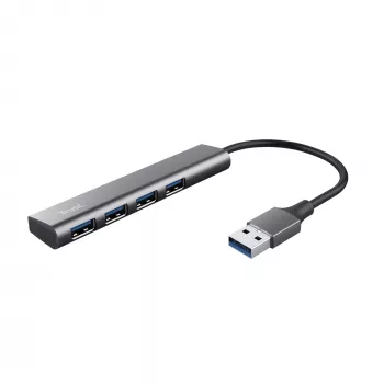 Trust Halyx USB 3.2 Gen 1 (3.1 Gen 1) Type-A 4 prievadų USB šakotuvas, juoda/pilka