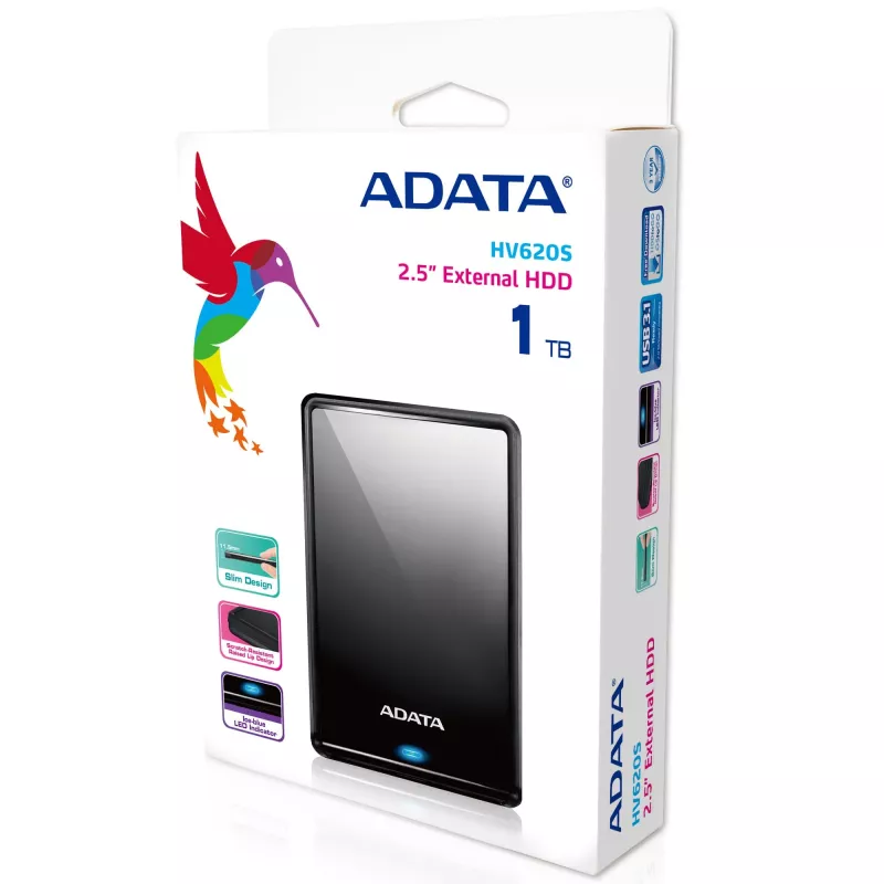 Išorinis kietasis diskas ADATA HV620S 1 TB 2,5 colio Micro-USB B 3.2 Gen 1 (3.1 Gen 1) Juodas