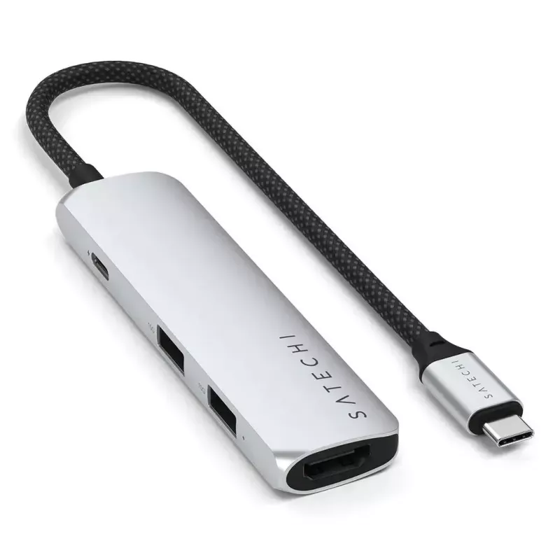 Satechi ST-P4SS USB-C 4-in-1 Multiport Adapter 4K sidabrinis