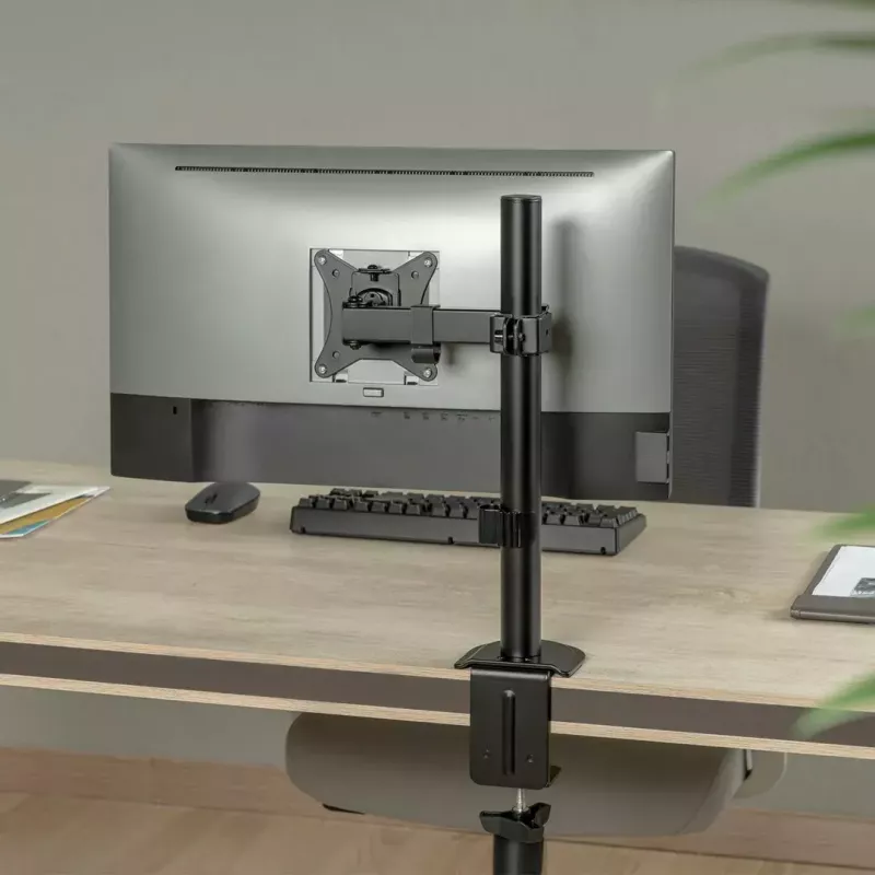 Stalinis LCD monitorių laikiklis MACLEAN MC-572N, reguliuojamas aukštis ir pasvirimas, VESA 75×75–100×100, 17–32 col., max 30 kg, juodas