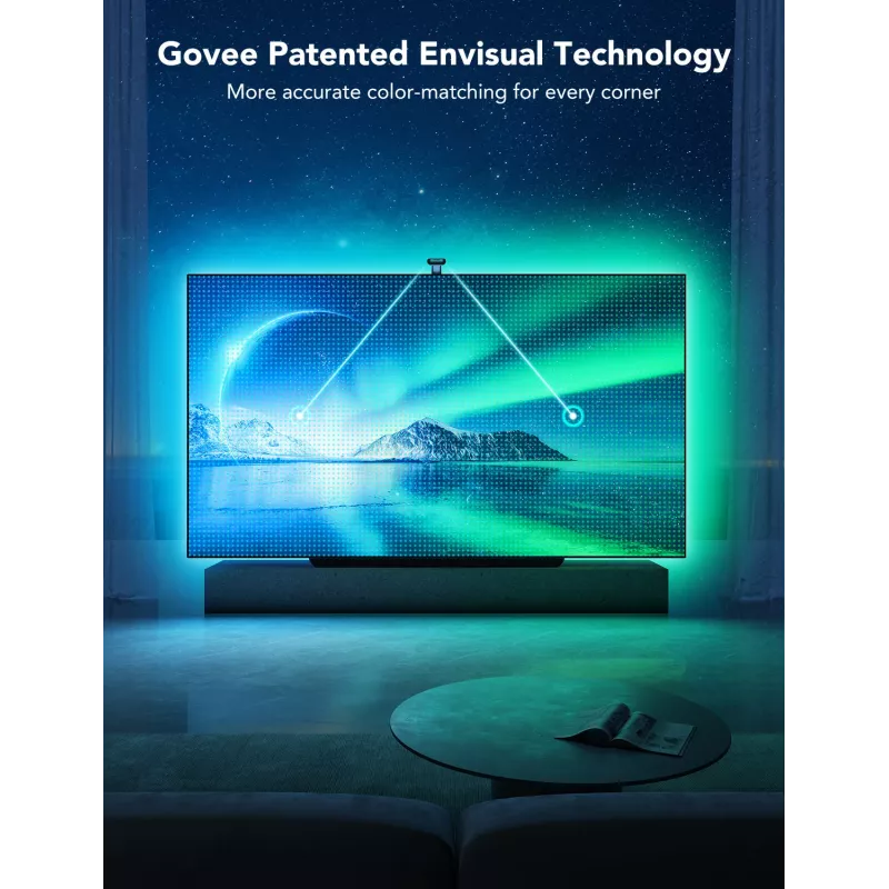 LED juostinis apšvietimas Govee Envisual TV Backlight T2 su dviem kameromis 75–85 colių televizoriams