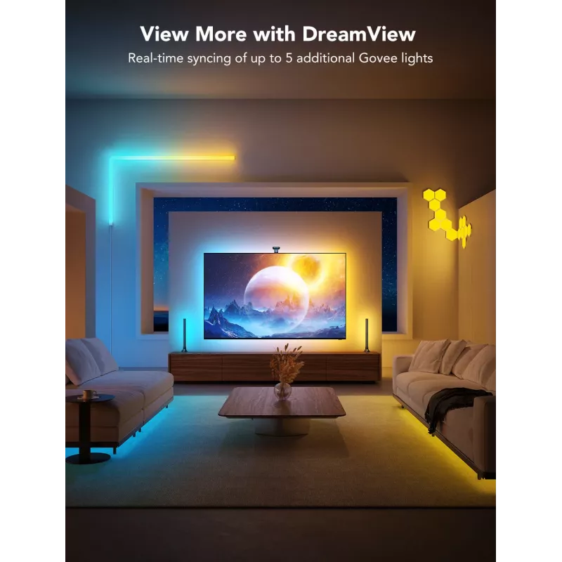 LED juostinis apšvietimas Govee Envisual TV Backlight T2 su dviem kameromis 75–85 colių televizoriams