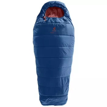Mumijos formos miegmaišis DEUTER Starlight vaikams 130–170 cm, vasarinis, 910 g, gobtuvu, naktimėlyna/raudonmedis
