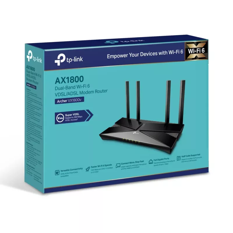 TP-Link Archer AX1800 dviejų juostų „Wi-Fi 6“ VDSL/ADSL maršrutizatorius