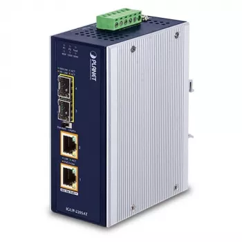 PLANET IGUP-2205AT Pramoninis medijos keitiklis 2x100/1000X SFP į 2x10/100/1000T 802.3bt PoE++