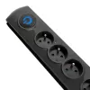 Apsauginis filtras QOLTEC 50104 — 4 AC lizdai, 230 V, 1,5 m laidas, juoda