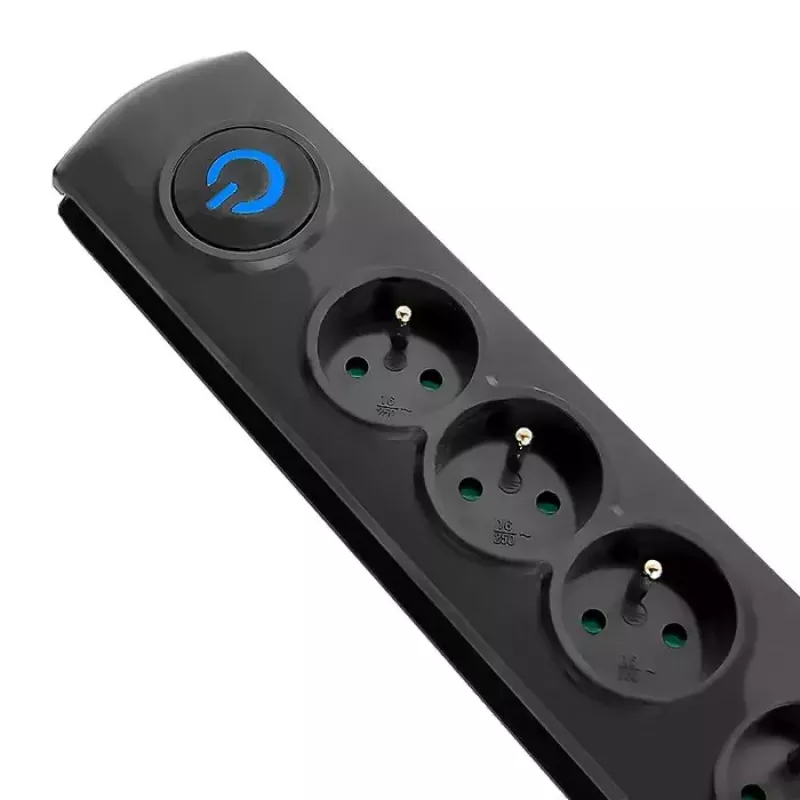 Apsauginis filtras QOLTEC 50104 — 4 AC lizdai, 230 V, 1,5 m laidas, juoda
