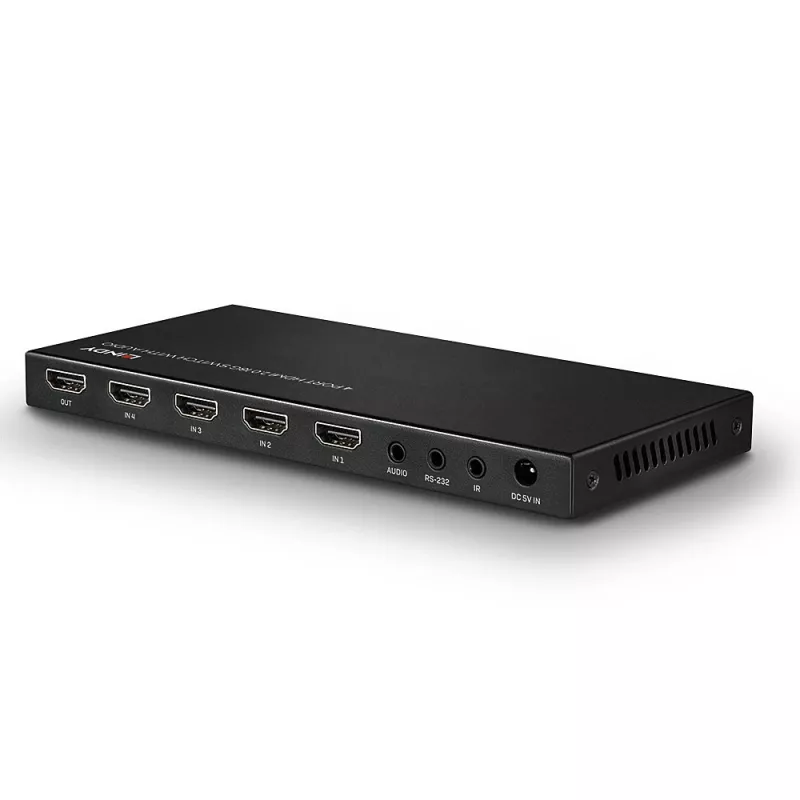 Lindy 38249 stalinis 4 prievadų HDMI 2.0 18G komutatorius su garsu