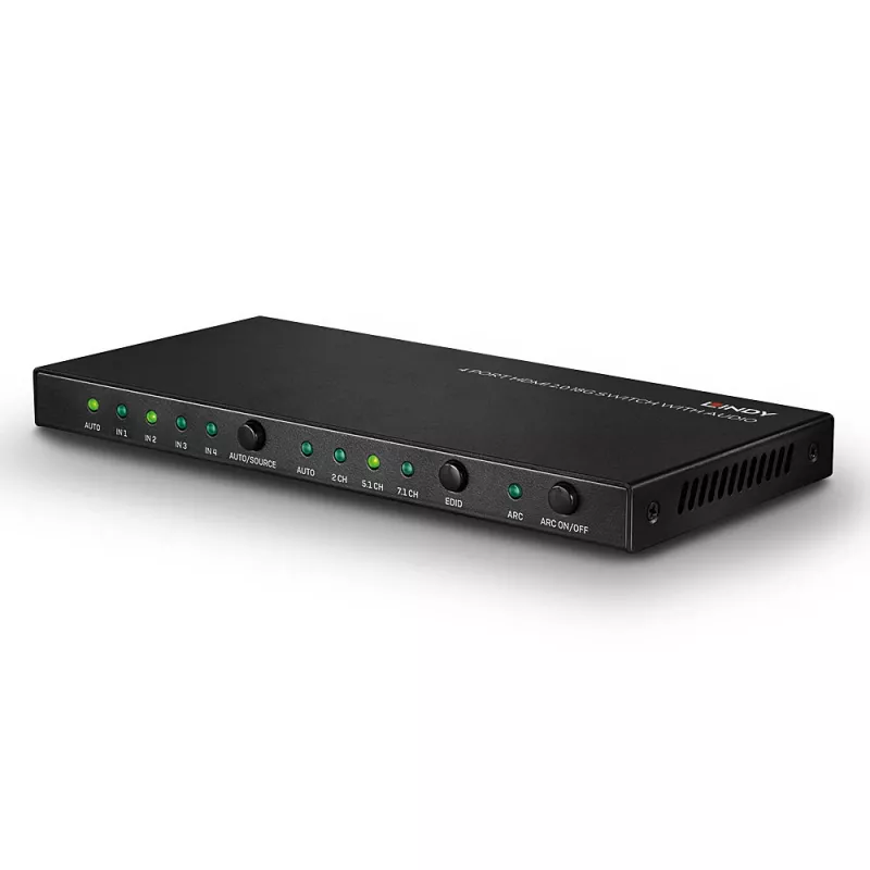 Lindy 38249 stalinis 4 prievadų HDMI 2.0 18G komutatorius su garsu