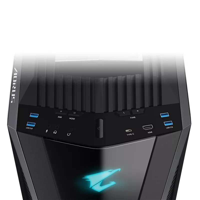 GIGABYTE AORUS C700 GLASS PC korpusas - Full Tower, talpina iki E-ATX ir 420 mm radiatorių, 5 iš anksto sumontuoti 120 mm ventiliatoriai, USB 3.1 Type-C, RGB Fusion