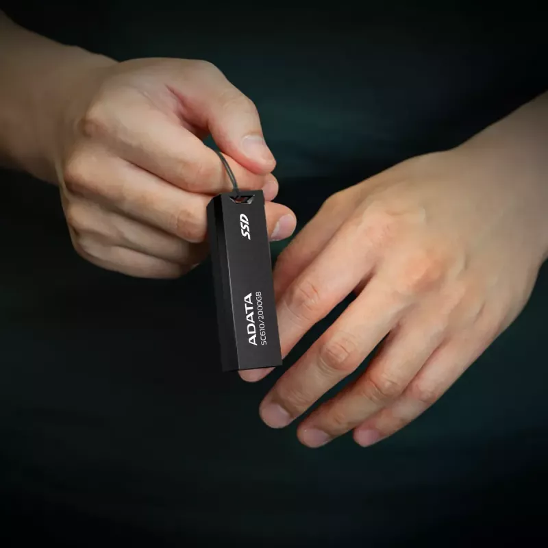 USB atmintukas ADATA SC610 1 TB, USB Type-A, USB 3.2 Gen 2, rankovės formos, juodas, plastikinis korpusas