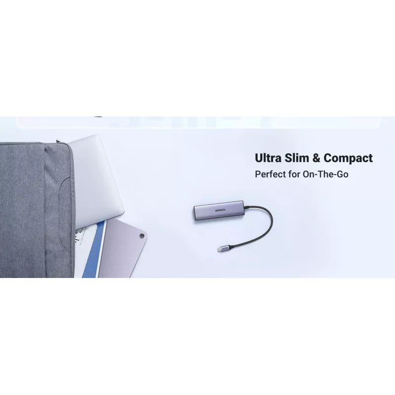 UGREEN USB-C 5-in-1 dokas 15596 USB 3.2 Gen 1 Type-A + Type-C, 3× USB-A, 1× USB-C PD 100W, 1× HDMI 2.0, aliuminis