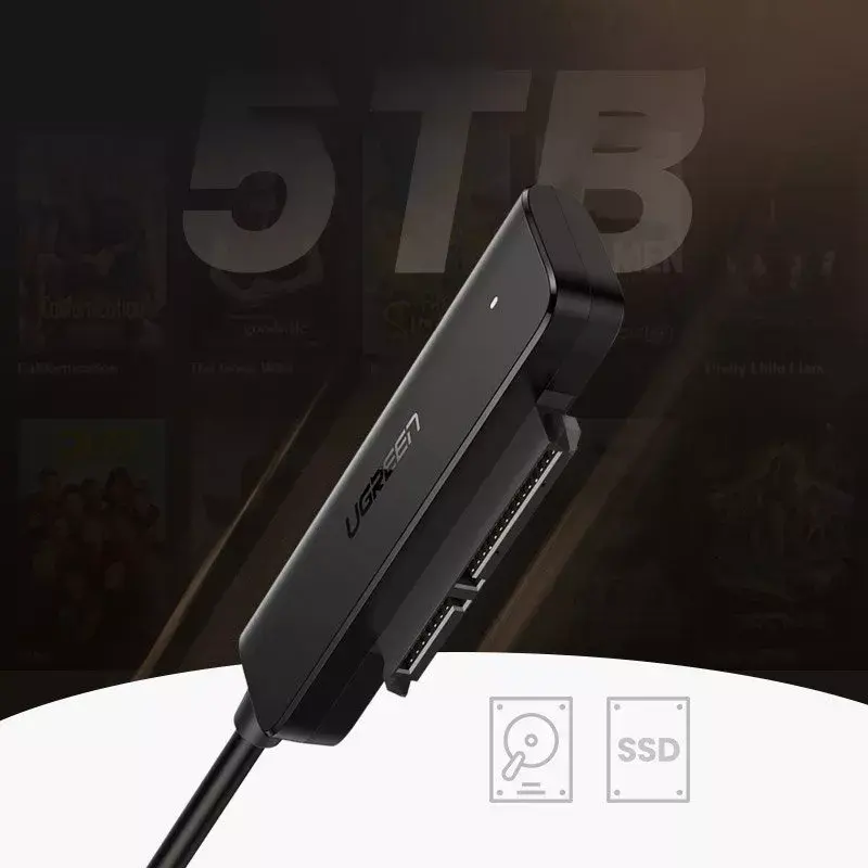 Išorinis 2,5 colio SATA III USB 3.0 dėklas UGREEN 70609 2,5 inch SATA SSD/HDD, USB-A į SATA, 5 Gbit/s, juodas