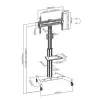 Grindinis TV vežimėlis TECHLY LCD/LED 32–65 colių (VESA 200x200–600x400, max 35 kg) su lentyna, juodas
