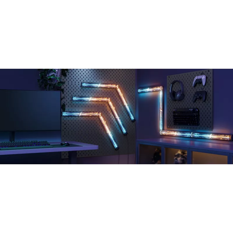 Išmaniosios sieninės šviesos plokštės Govee Gaming Wall Lights (4+1) – Wi-Fi/Bluetooth, daugiaspalvės, 4 vnt., 370×45×30 mm