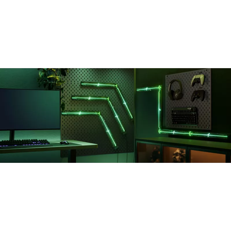 Išmaniosios sieninės šviesos plokštės Govee Gaming Wall Lights (4+1) – Wi-Fi/Bluetooth, daugiaspalvės, 4 vnt., 370×45×30 mm