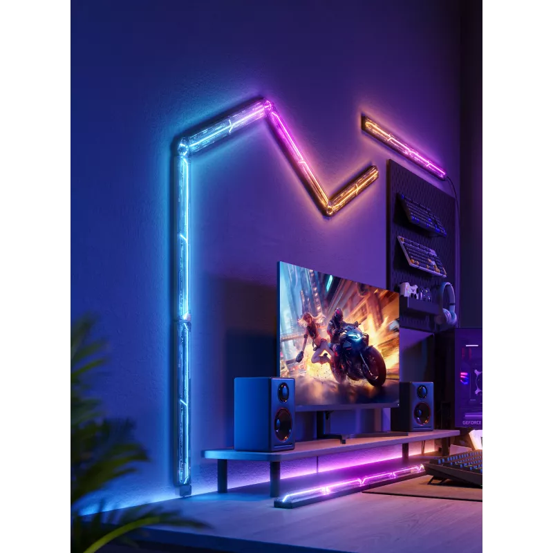 Išmaniosios sieninės šviesos plokštės Govee Gaming Wall Lights (4+1) – Wi-Fi/Bluetooth, daugiaspalvės, 4 vnt., 370×45×30 mm