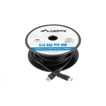 HDMI kabelis Lanberg CA-HDMI-30FB-0500-BK 50 m HDMI A tipas 2.1 48 Gbit/s juodas