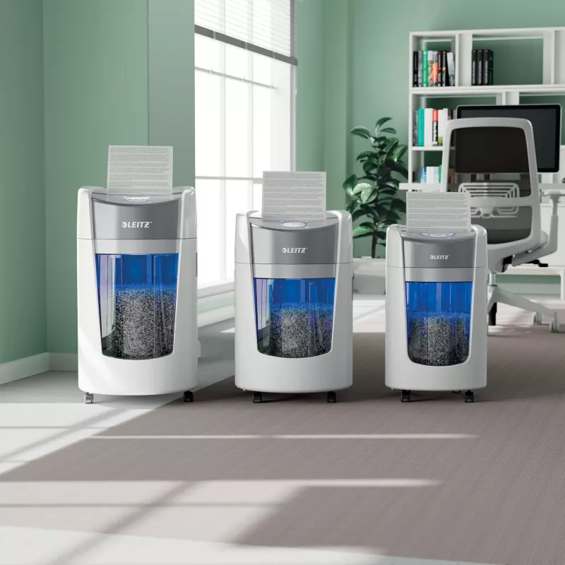 Popieriaus smulkintuvas Leitz IQ OptiMax Home Office 225 Micro Cut, apsaugos lygis P5, 15L - Baltas