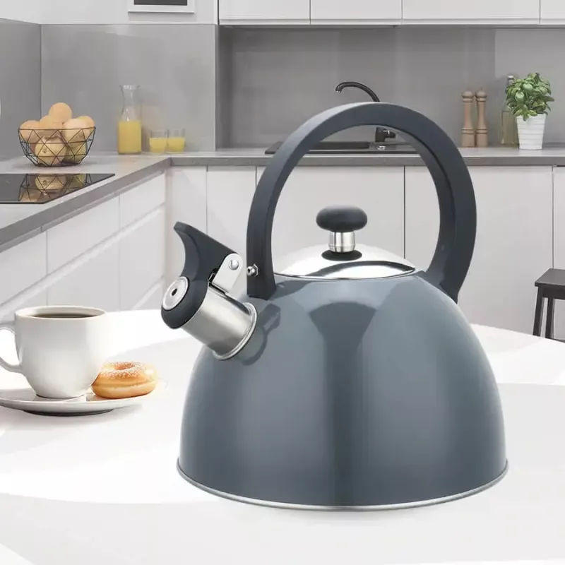 Elektrinis virdulys Maestro MR-1302-GREY 2,5 L Nerūdijantis plienas, Pilkas korpusas, Švilpukas, Šalčiai atsparios rankenos
