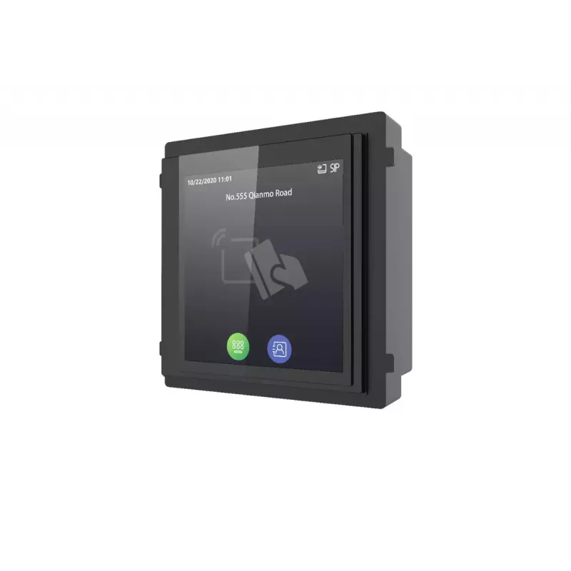 Hikvision DS-KD-TDM jutiklinis ekrano blokas su Mifare kortelių skaitytuvu, 480x480 IPS, modulinei KD8 Series Pro durų stotelei
