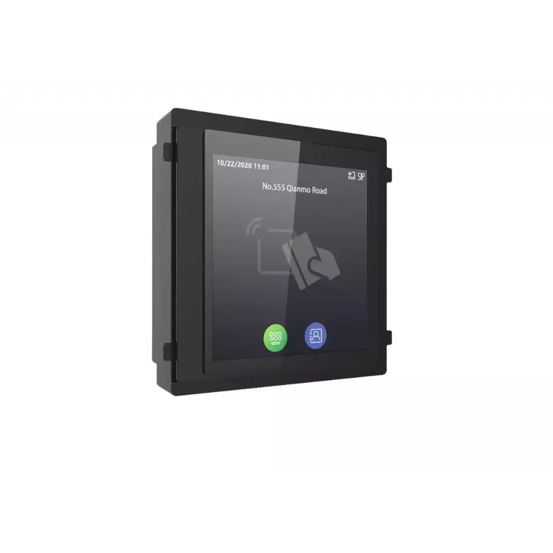 Hikvision DS-KD-TDM jutiklinis ekrano blokas su Mifare kortelių skaitytuvu, 480x480 IPS, modulinei KD8 Series Pro durų stotelei