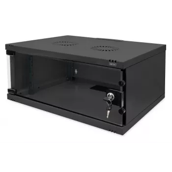 DIGITUS 4U sieninis montavimo spintos komplektas SOHO nesurinktas 241x540x400mm pilno stiklo priekinės durys juodos