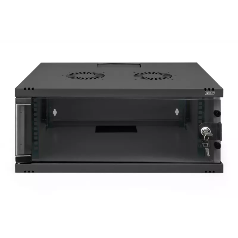 DIGITUS 4U sieninis montavimo spintos komplektas SOHO nesurinktas 241x540x400mm pilno stiklo priekinės durys juodos