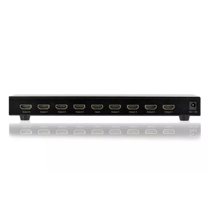 DIGITUS HDMI skirstytuvas, 8 prievadai 1080p, 3D, HDMI High Speed, 2,25 GHz/225 MHz, metalinis korpusas, juodas